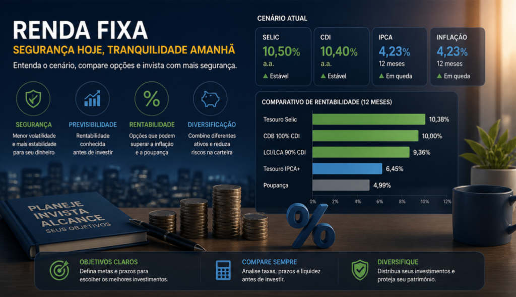 Os principais indicadores de renda fixa, como Selic, CDI e inflação, influenciam diretamente a rentabilidade e as decisões de investimento no cenário atual.