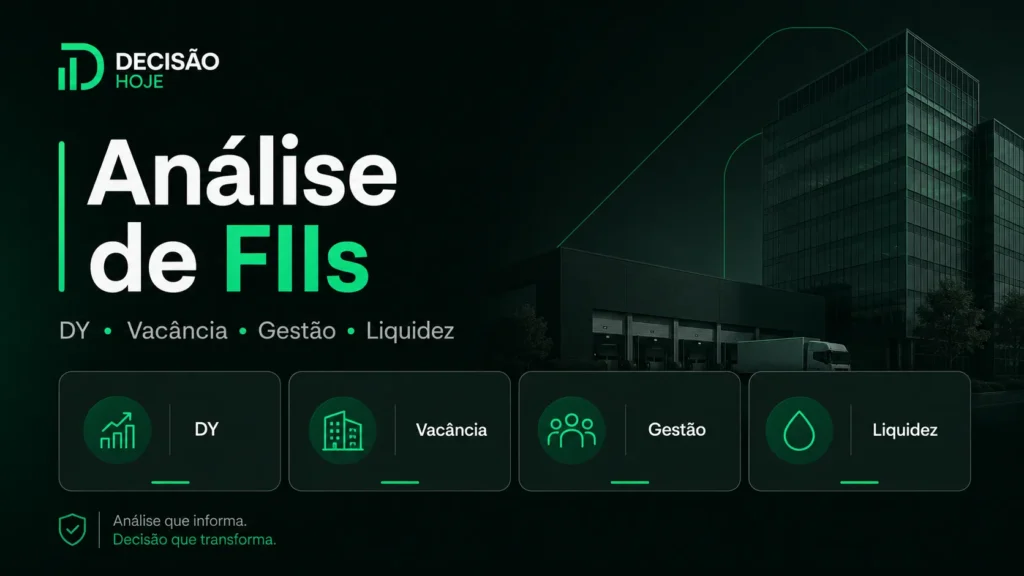 Análise de FIIs com indicadores de dividend yield, vacância, gestão e liquidez