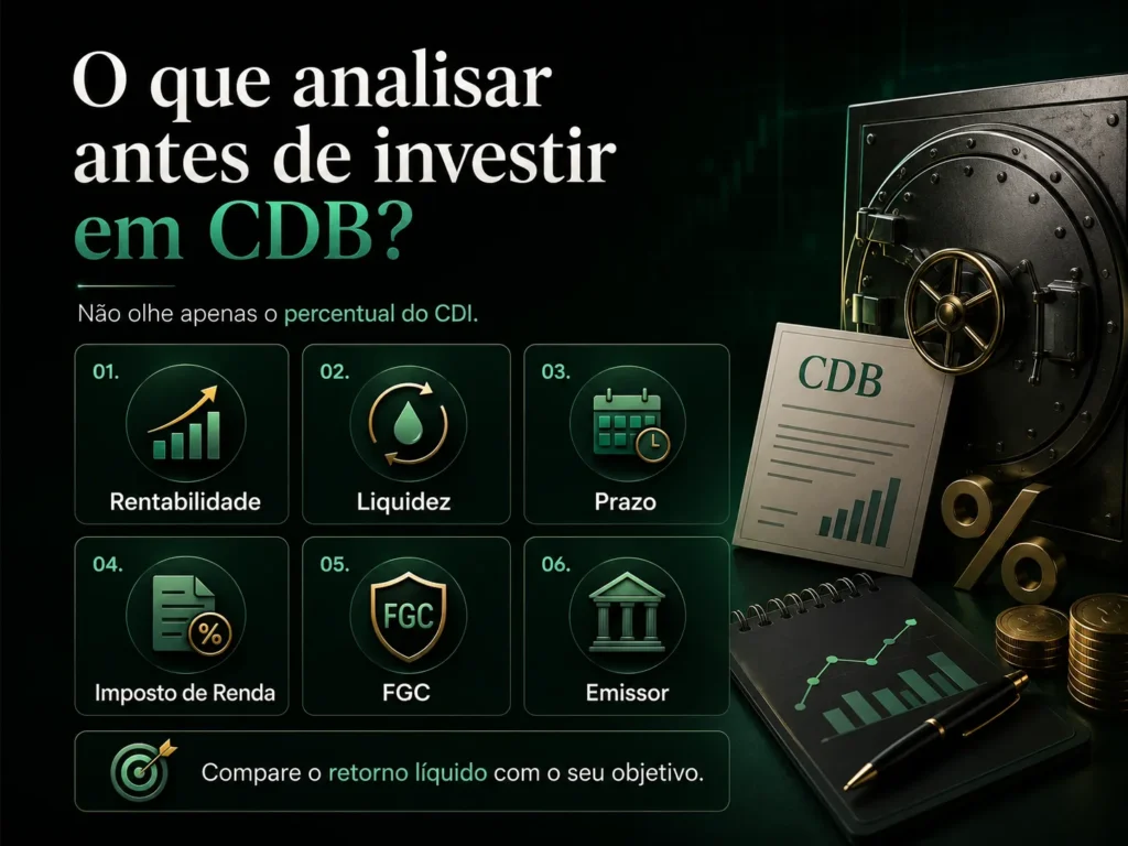 o que analisar antes de investir em CDB
